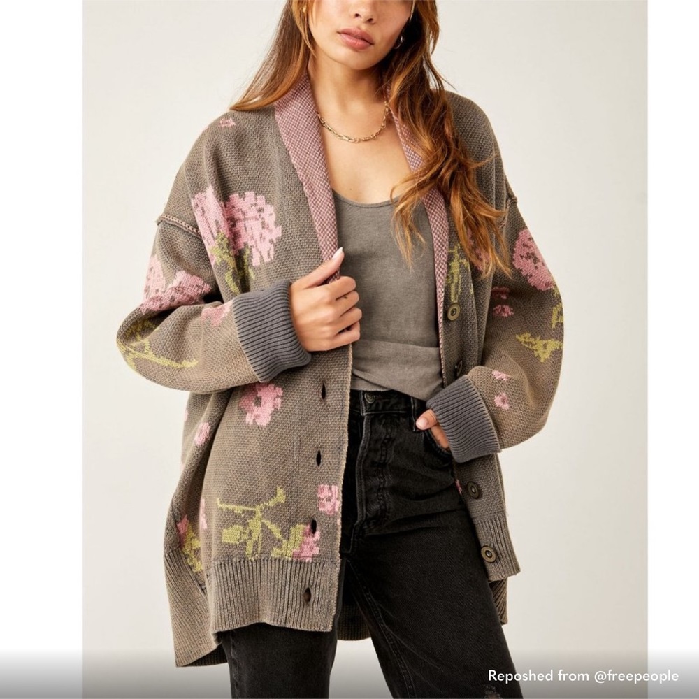 Free people floral chamomile cardigan